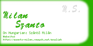 milan szanto business card