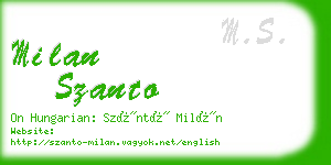 milan szanto business card